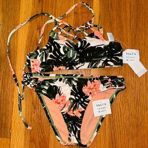 Brand NEW with tags Tilly’s 2 piece swim - tropical print size 10
